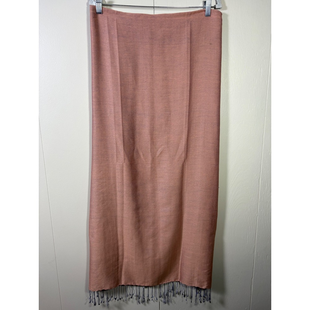 Handmade Nepal 100% Cashmere Scarf Wrap Shawl Rose Blue Fringe 80x27